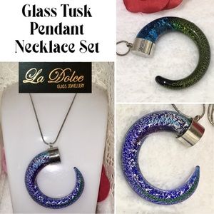3-$15 Lucky Elephant Tusk Chunky Glass Pendant Necklace